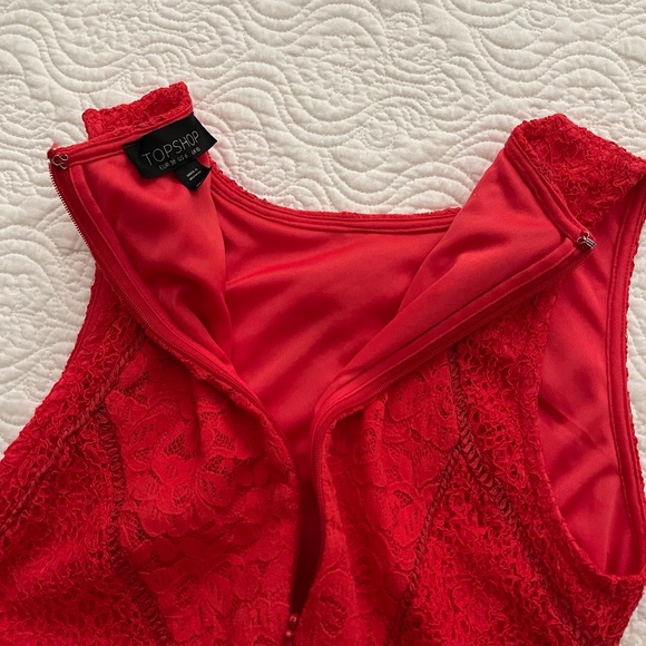 TOPSHOP Dress Red Lace Bodycon US 6 (Euro 38) - Picture 7 of 16